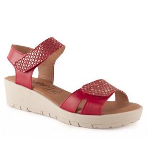 Rode leren sandalen van Chamby CHAMBY 2