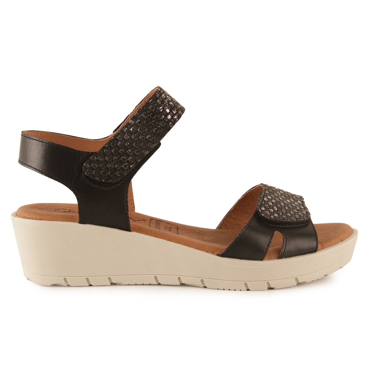 Black leather sandals by Chamby