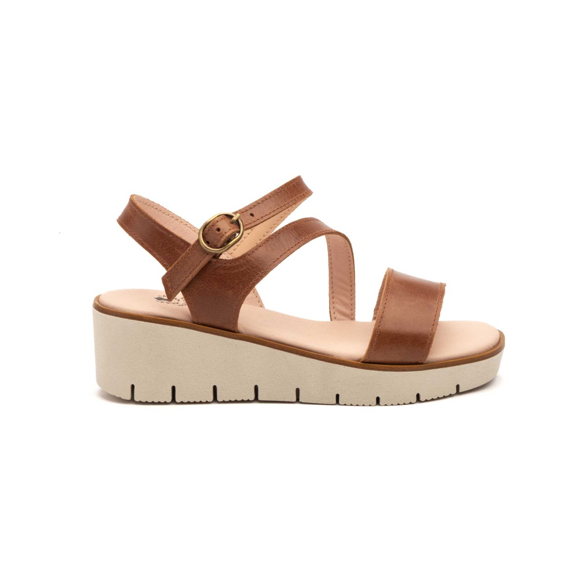 Brown leather sandals with wedge by CBP