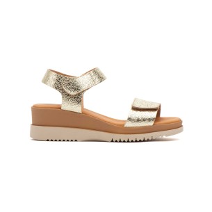 DSD : Goldene Damen-Keilsandalen aus Leder CALZADOS DSD