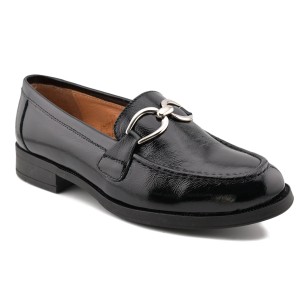 Mocasines negros de piel con tacón bajo CASUAL 2