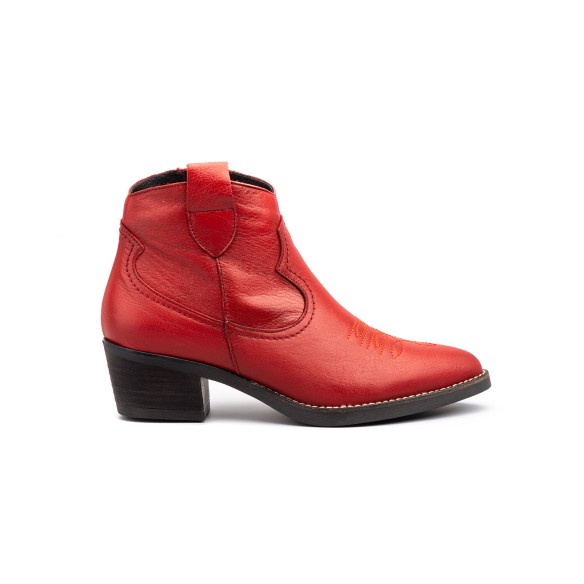 Rote Camper-Stiefel aus Leder Par y Medio