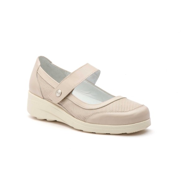 Décolleté con zeppa in pelle beige CBP - CONBUENPIE