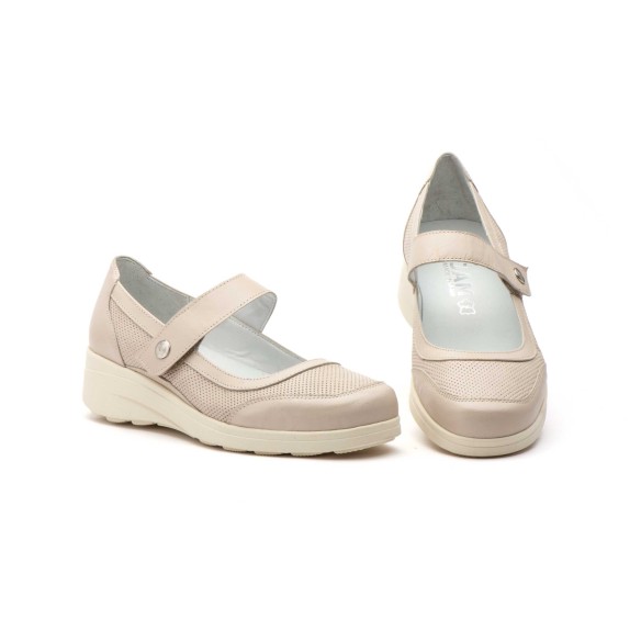 Décolleté con zeppa in pelle beige CBP - CONBUENPIE
