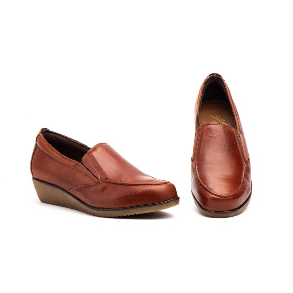 Mocassini in pelle marrone con zeppa CBP - CONBUENPIE