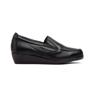 Schwarze Leder-Slipper mit Keil CBP - CONBUENPIE