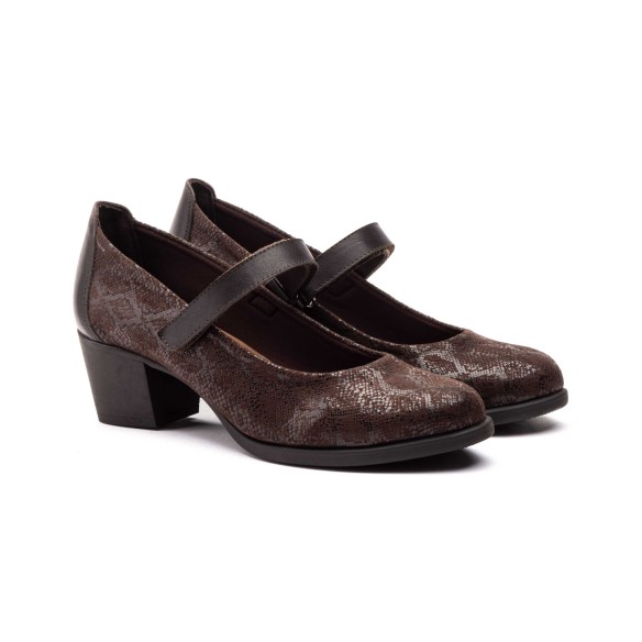Chaussures confort à talons en cuir marron CBP - CONBUENPIE