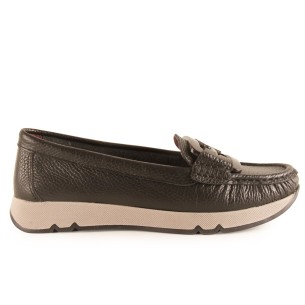 Mocassins décontractés en cuir noir avec fermeture à boucle Pie de Angel