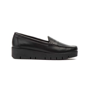 Mocassins en cuir noir à semelle compensée CBP - CONBUENPIE