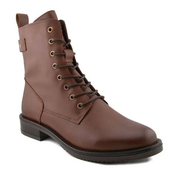 Bruin leren enkellaarsjes CASUAL