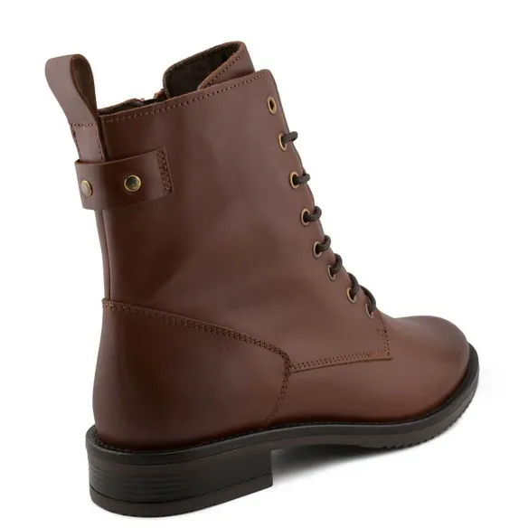 Bruin leren enkellaarsjes CASUAL