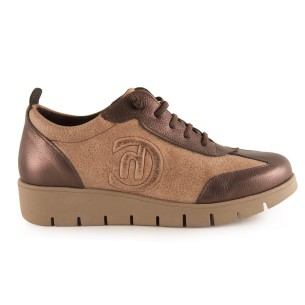 Chamby : Baskets décontractées en cuir marron et bronze : Femmes CHAMBY