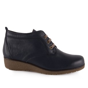 Botins clássicos em pele azul com atacadores Pie de Angel