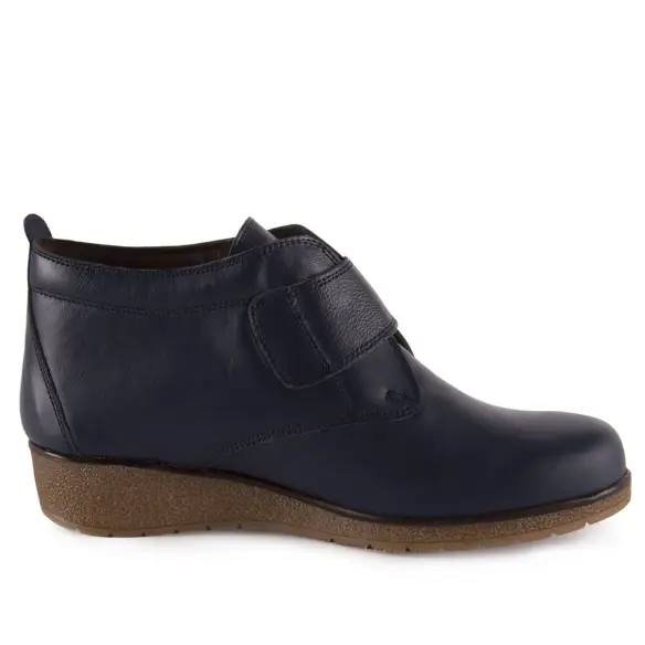 Botins clássicos em pele azul com fecho de velcro Pie de Angel