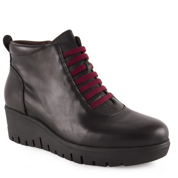 Black leather wedge ankle boots CHAMBY