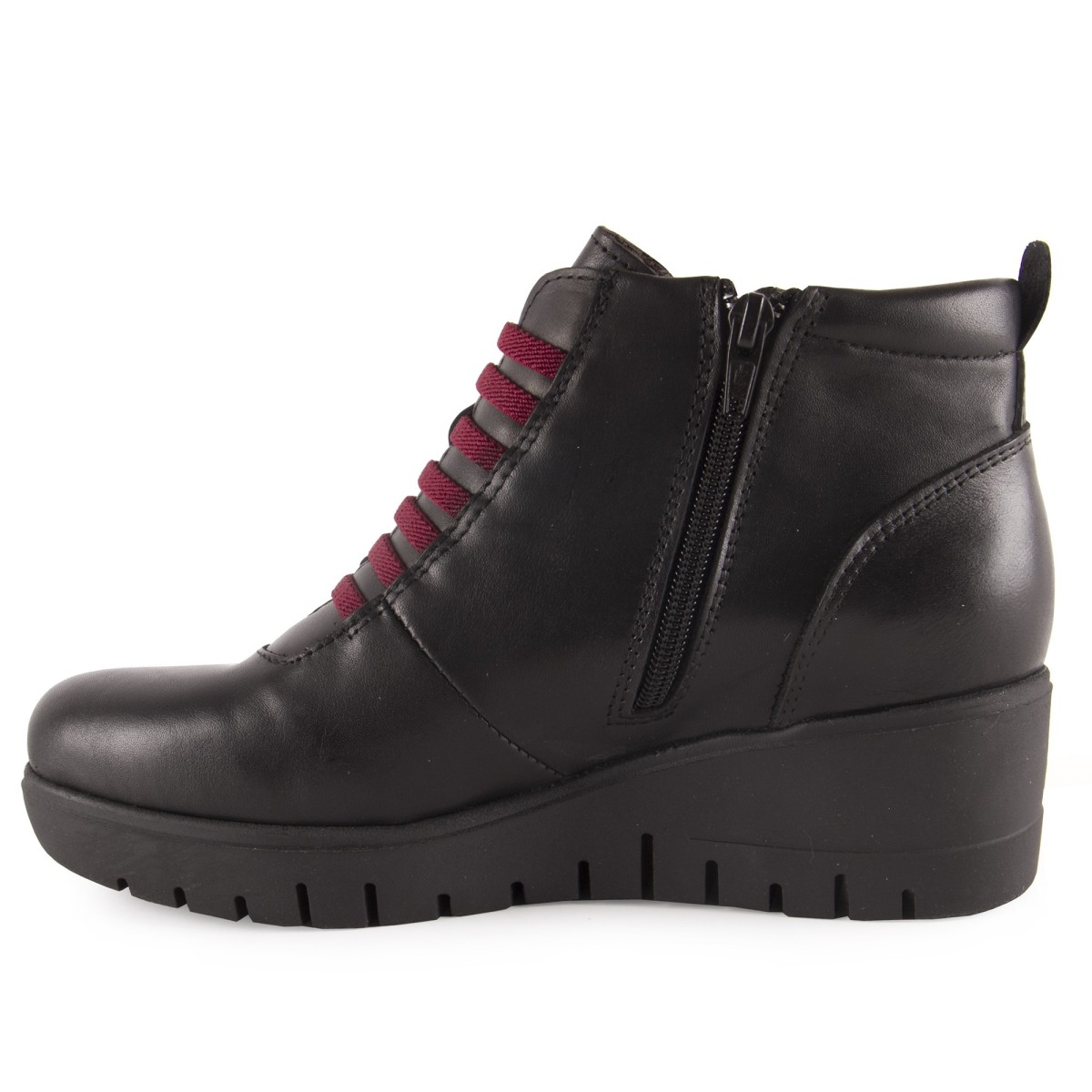 Schwarze Leder-Keilstiefeletten CHAMBY