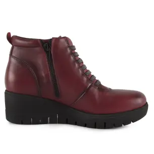 Botines con Cuña de piel rojos CHAMBY