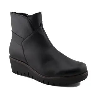 Botins em pele preta com cunha AMELIE 2