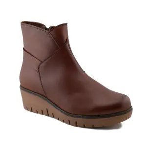 Botins em pele castanha com cunha AMELIE 2