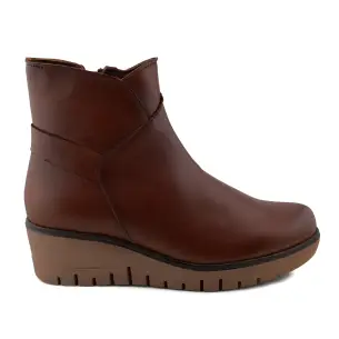 Botins em pele castanha com cunha AMELIE