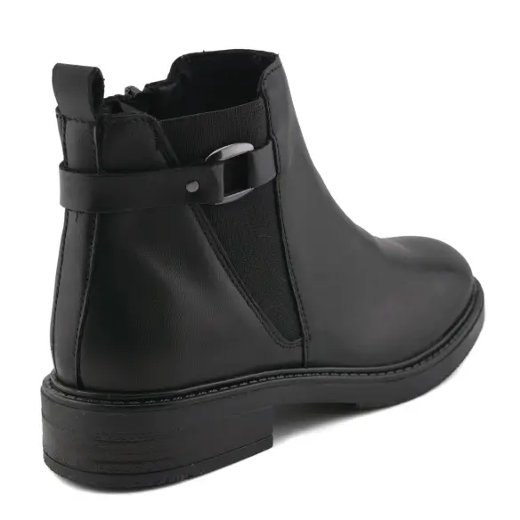 Botines negros de piel con tacón bajo CASUAL