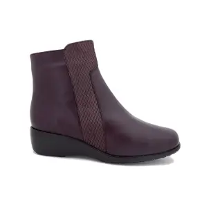 Stivaletti in pelle con zeppa bordeaux GASYMAR