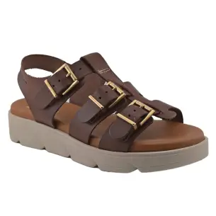 Sandalias de piel marrón con 3 hebillas BLUSANDAL 2
