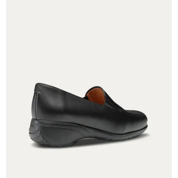 Mocassins de couro anatómicos pretos FELIZ CAMINAR