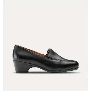 Mocassins en cuir noir avec talon FELIZ CAMINAR