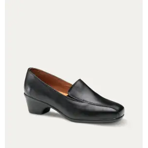 Black leather loafers with heel FELIZ CAMINAR 2