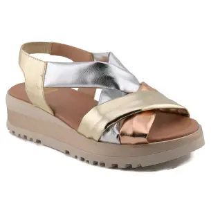 Blusandal : Metallic leren sandalen : Vrouw BLUSANDAL 2