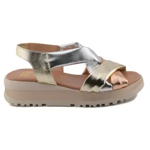 Blusandal : Metallic leren sandalen : Vrouw BLUSANDAL