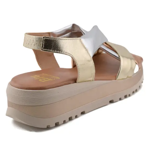 Blusandal : Metallic leren sandalen : Vrouw BLUSANDAL
