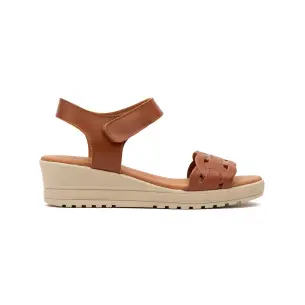 Sandali con zeppa in pelle: Donna ALTO ESTILO