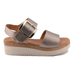 Amelie | Metallic leren sleehak sandalen | Dames AMELIE