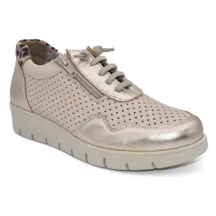 Chamby | Damenturnschuhe aus beigefarbenem und platinfarbenem Leder | Damenturnschuhe CHAMBY 2