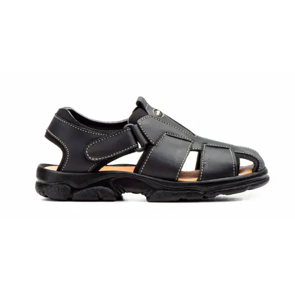 Morxiva : Schwarze Leder XL Sandalen : Mann MORXIVA SHOES