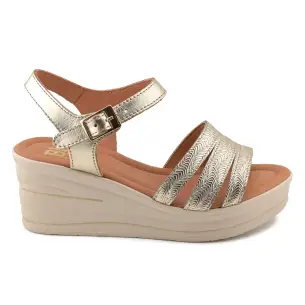 Blusandal |Sandalias altas de piel oro| Mujer BLUSANDAL