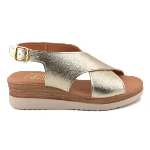 Blusandal |Gouden leren sleehakken| Vrouw BLUSANDAL