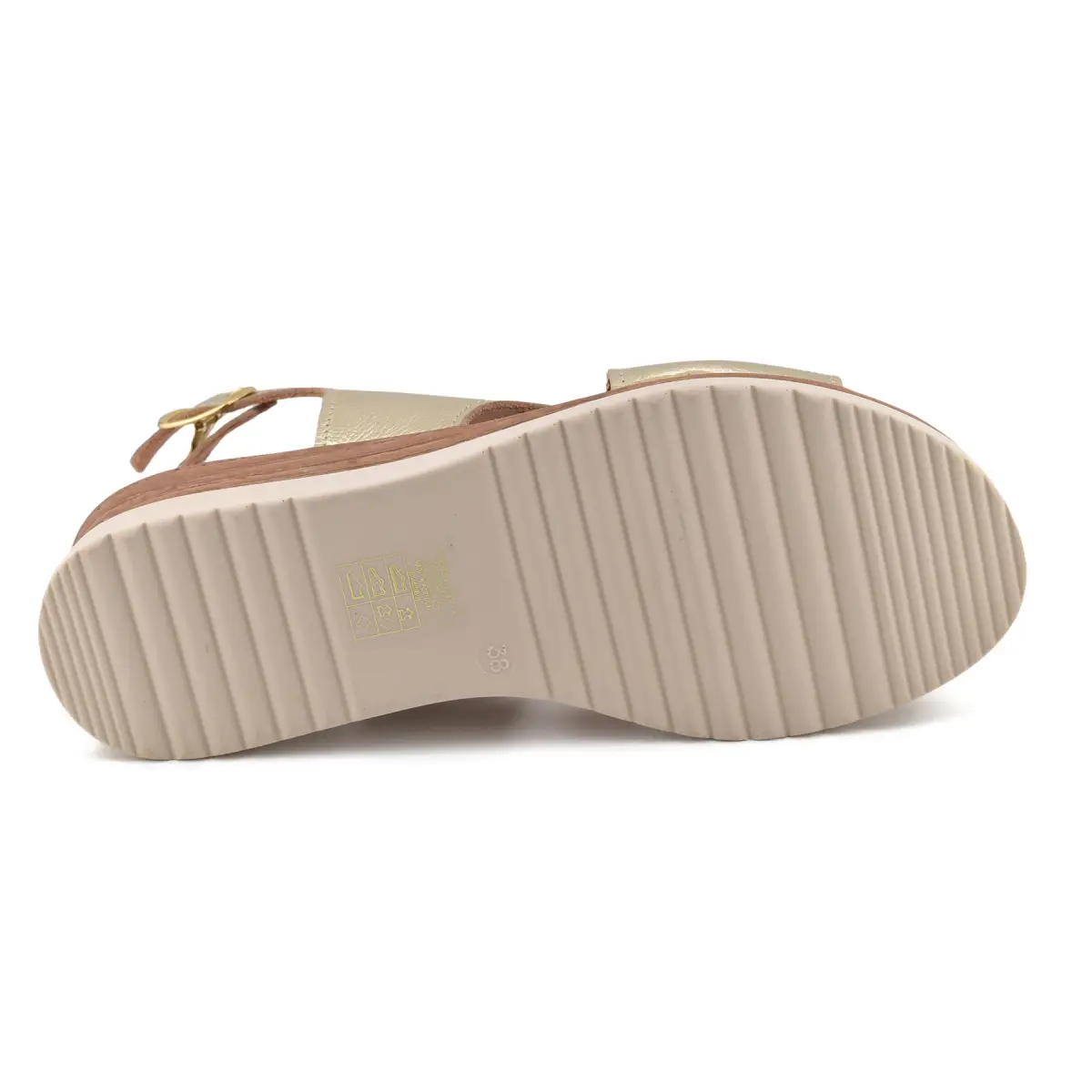 Blusandal |Sandali con zeppa in pelle dorata| Donna BLUSANDAL