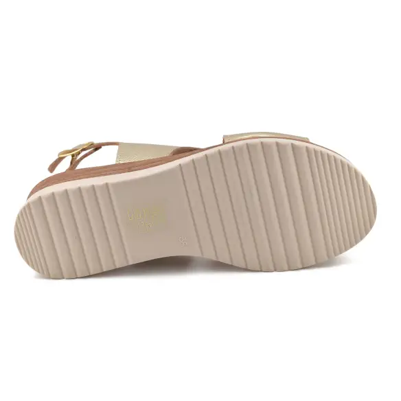 Blusandal |Sandali con zeppa in pelle dorata| Donna BLUSANDAL