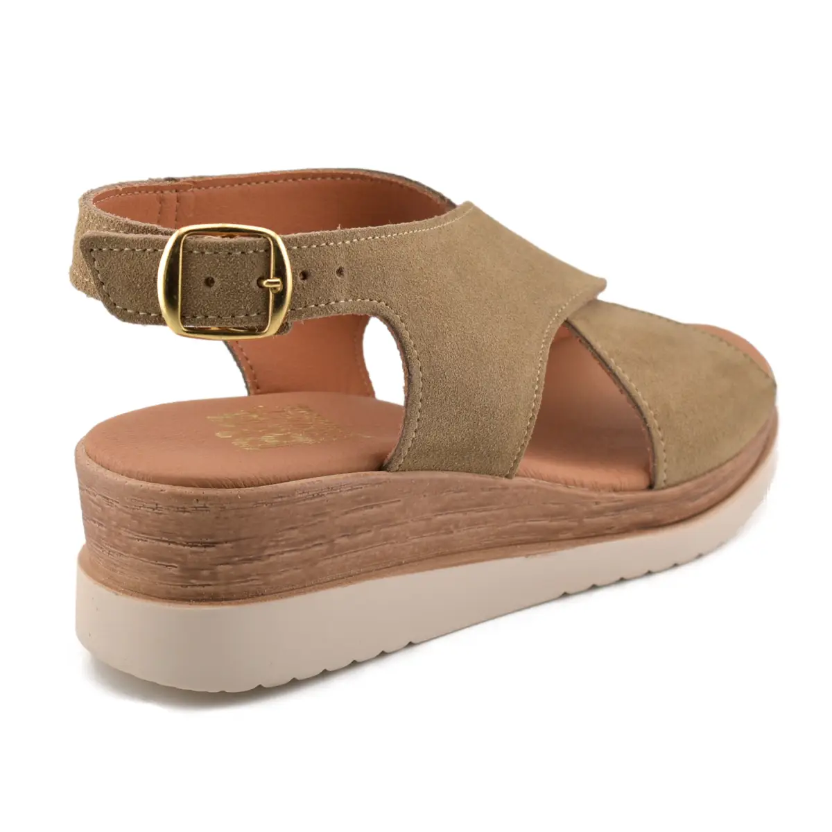 Blusandal |Taupe Leder-Keilsandalen| Frau BLUSANDAL