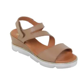 Blusandal |Taupe leather wedge sandals| Woman BLUSANDAL 2