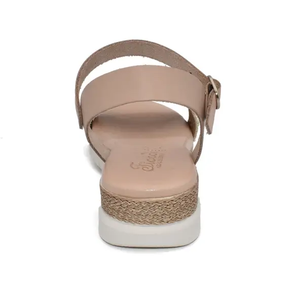 Fiordi |Platinum leather and raffia wedge sandals| Women's FIORDI SHOES