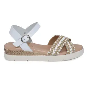 Fiordi |Weiße Keilsandalen aus Leder und Jute für Damen FIORDI SHOES