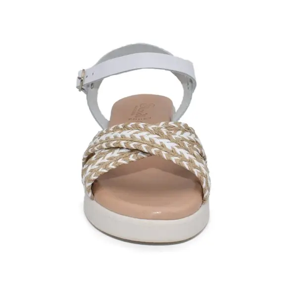 Fiordi |Sandali donna con zeppa in pelle e iuta bianca FIORDI SHOES