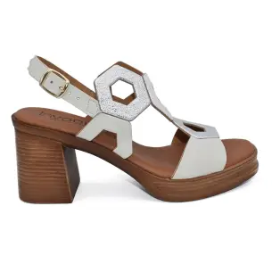 Invogue : Eisfarbene Absatzsandalen : Damen INVOGUE