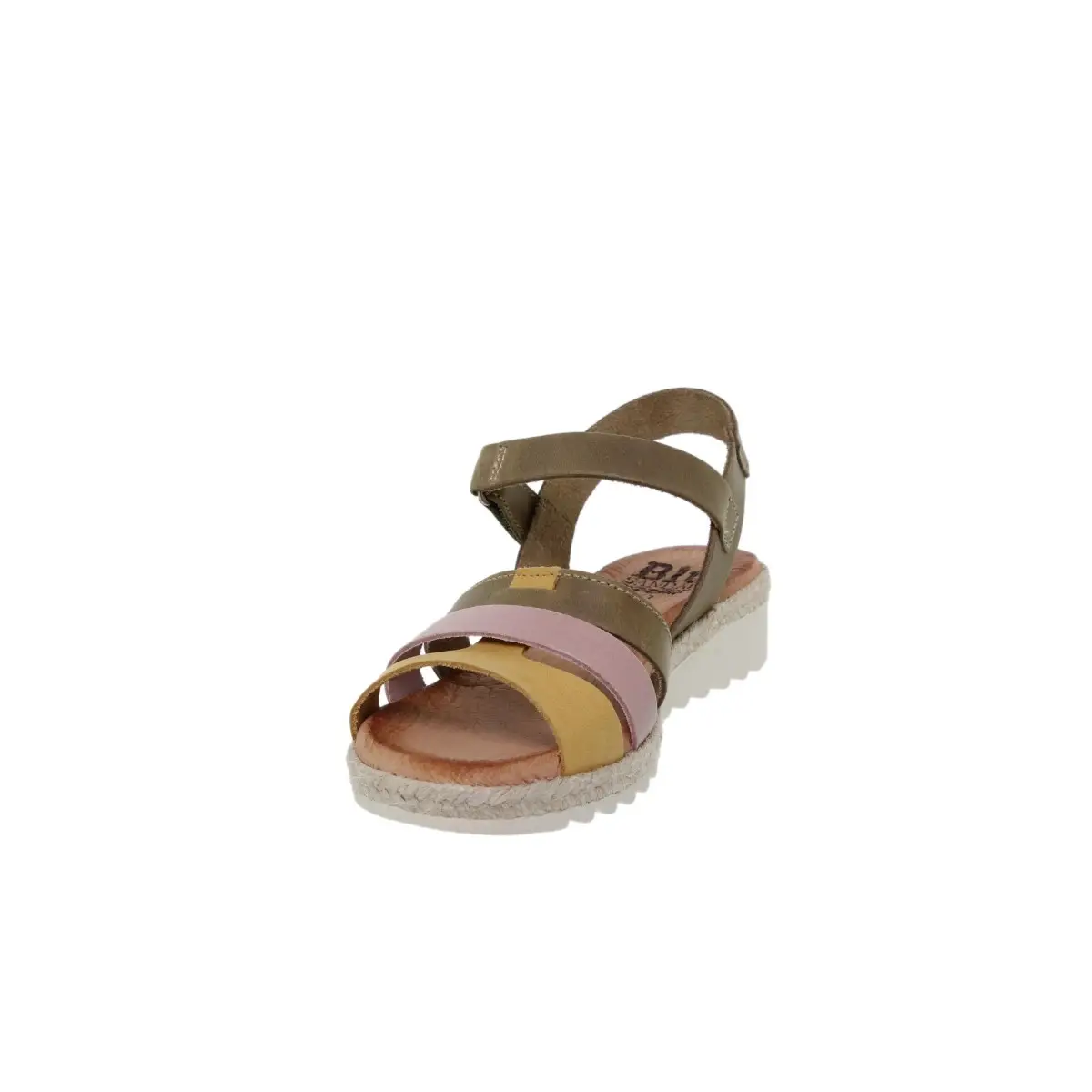 Blusandal : Groen leren sandalen : Vrouw BLUSANDAL