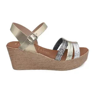 Tekila : Sandales hautes en cuir métallisé pour femmes TEKILA