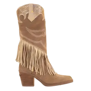 Nemonic|Cowboy boots with fringes taupe|Woman NEMONIC
